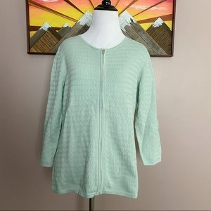 Ann Taylor Factory mint green texture zip cardigan sweater